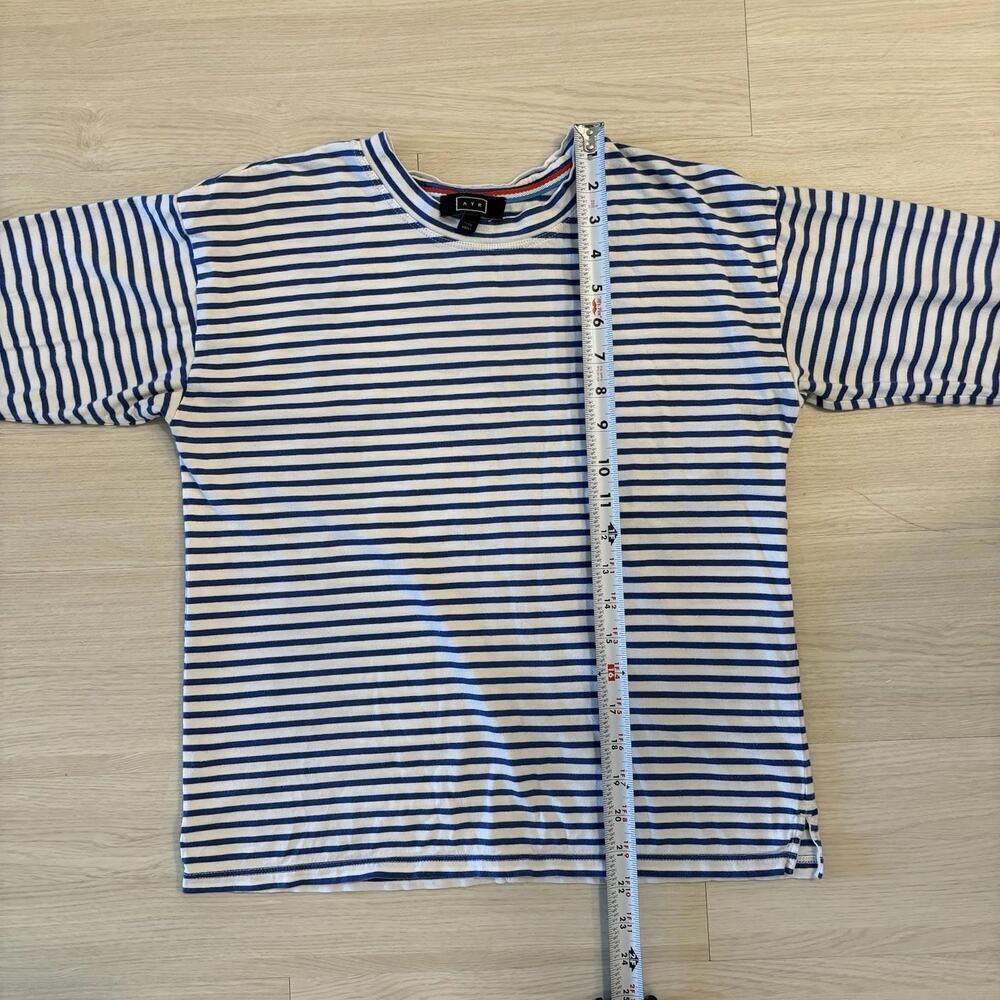 AYR Shirt Small Womens The French Fry Tee Blue Striped Long Sleeve Size Xs - Picture 5 of 5